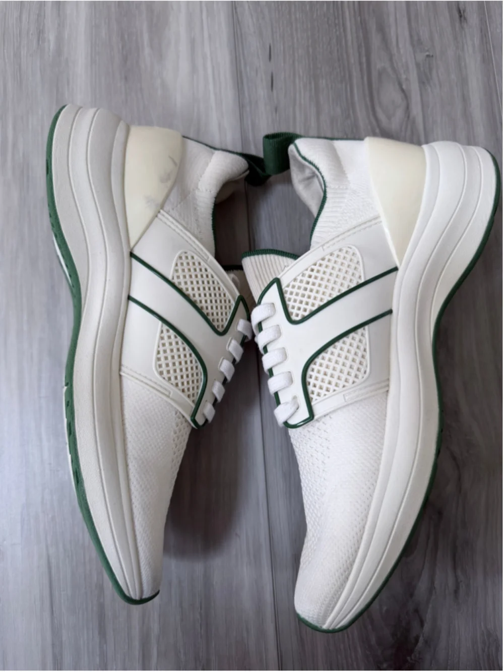 Tory Burch Good Luck Trainer Sneakers Womens 8.5 White Green Knit Athletic Shoes
